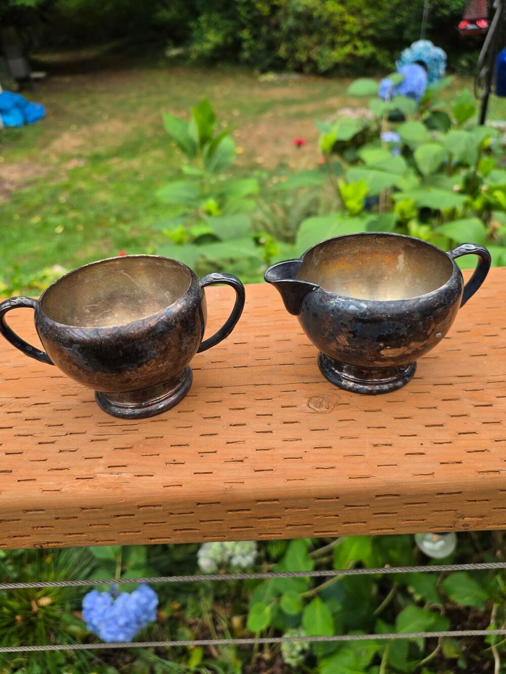 Vintage Wm A Rogers Silver Plated Creamer and Sugar Bowl Set Oneida Hollowware